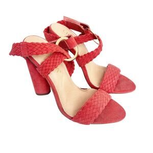 Liliana Orange Faux Suede Braided Strappy Heels Sz 5.5